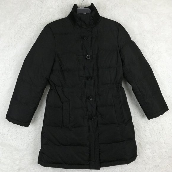 Ann Taylor Loft‎ Womens Parka Puffer Jacket Black Feather Full Zip Insulated SP - Picture 1 of 11